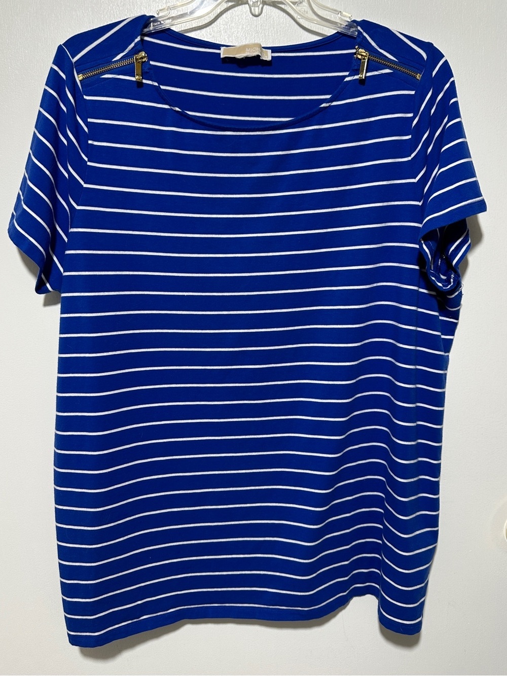 Michael Kors Blue and White Striped Tee